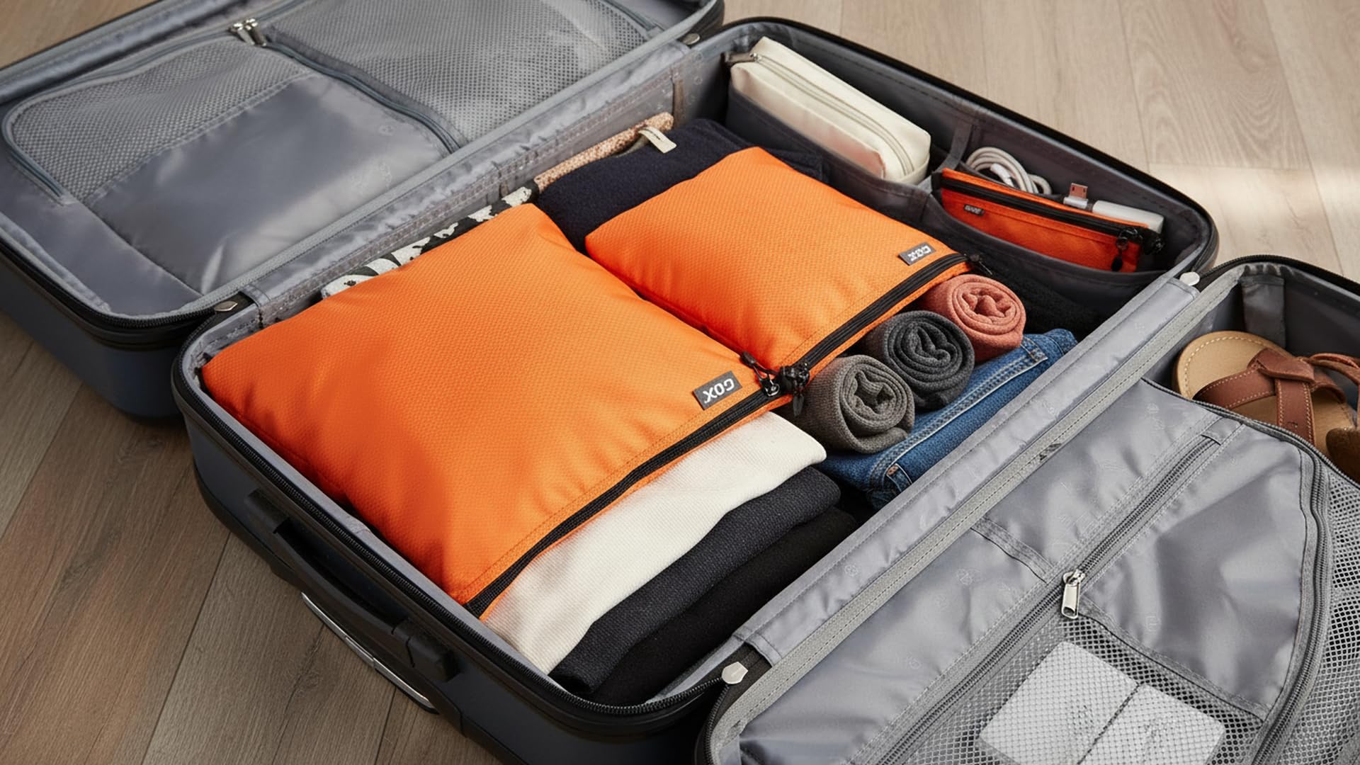 GOX Paquete de 3 Bolsas de Aseo de Viaje para Hombres, Organizador de Equipaje de Mano, Bolsa de cosméticos portátil para Accesorios, Documentos, electrónica