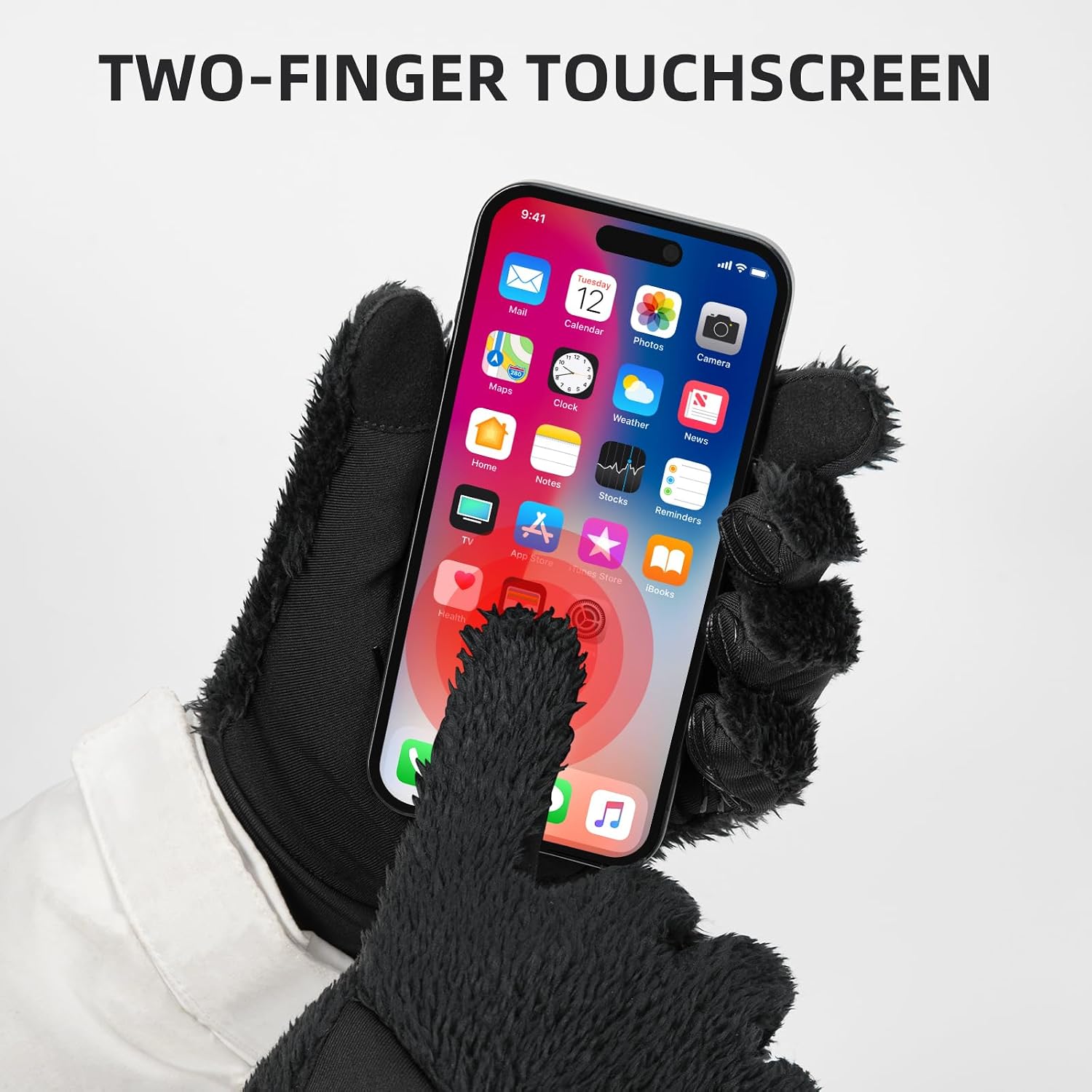 ROCKBROS Thermal Winter Gloves Touchscreen & Windproof | Fleece-Lined Thermal, Touchscreen Compatible, Non-Slip Palm & Fingertips, Wear-Resistant, for Cycling Running Driving