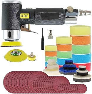 Mini Poliermaschine,druckluft Polierer 25mm 50mm 80mm Exzenter Schleifer Druckluft Winkelschleifer Poliermaschin/polierer Mit 24tlg Polierschwämme Polierpad Polierschleifmaschine Set ​für Auto