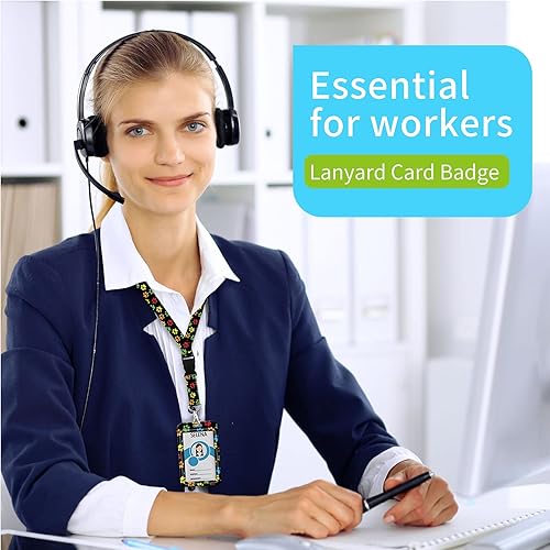 Miniatura 6 de Soporte para tarjetas de identificación con cordón, carrete retráctil con clip giratorio para cinturón y cordones desmontables, carretes protectores