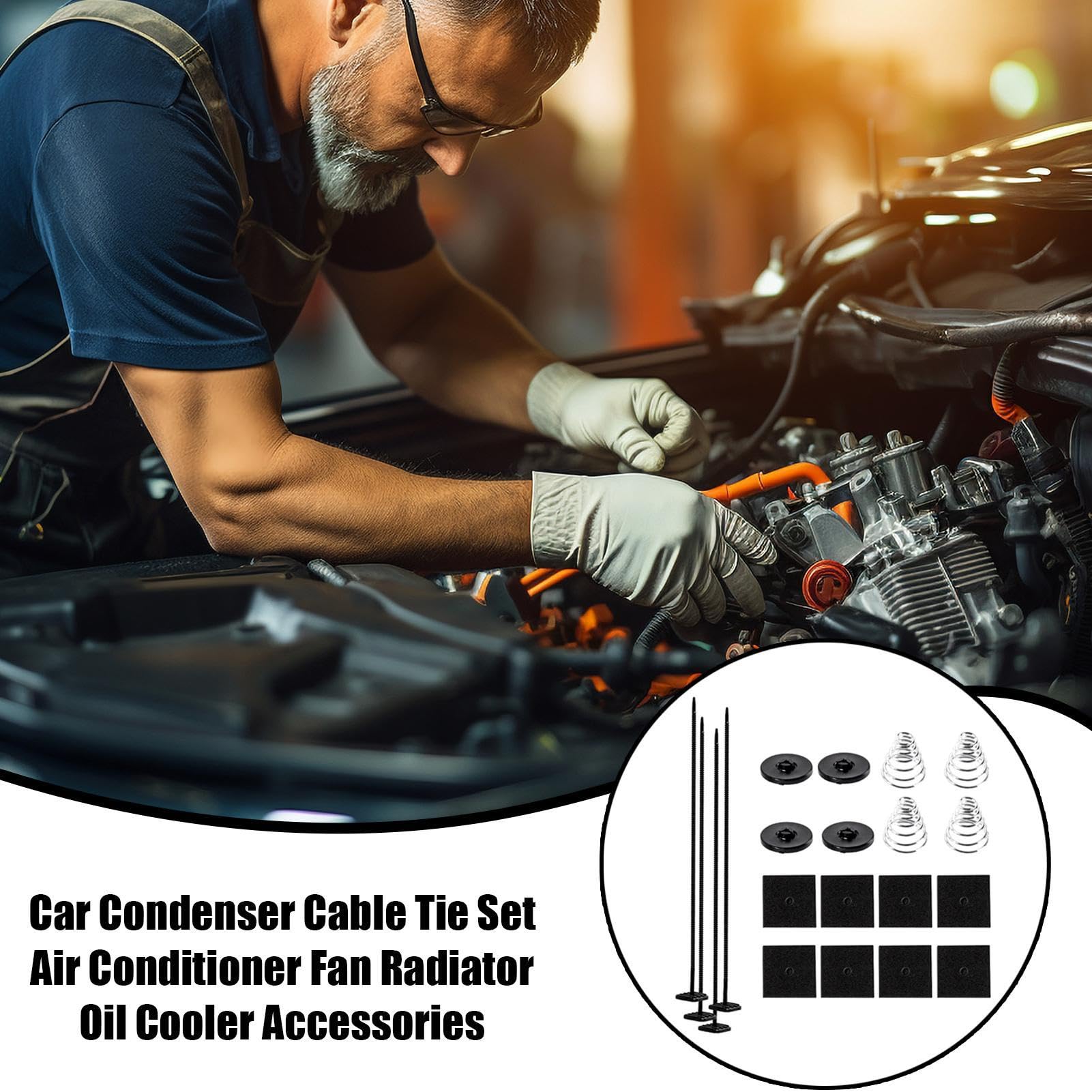 Kabelbinder Für Kühlerlüfter – Kabelbinder Für Elektrische Kühlerlüfter | Hitzebeständiger, Rutschfester Kühler- Und Kondensator-Montagesatz, Kfz-Lüfterkabelbinder F́ür Die Reparatur Von Autoklimaanla