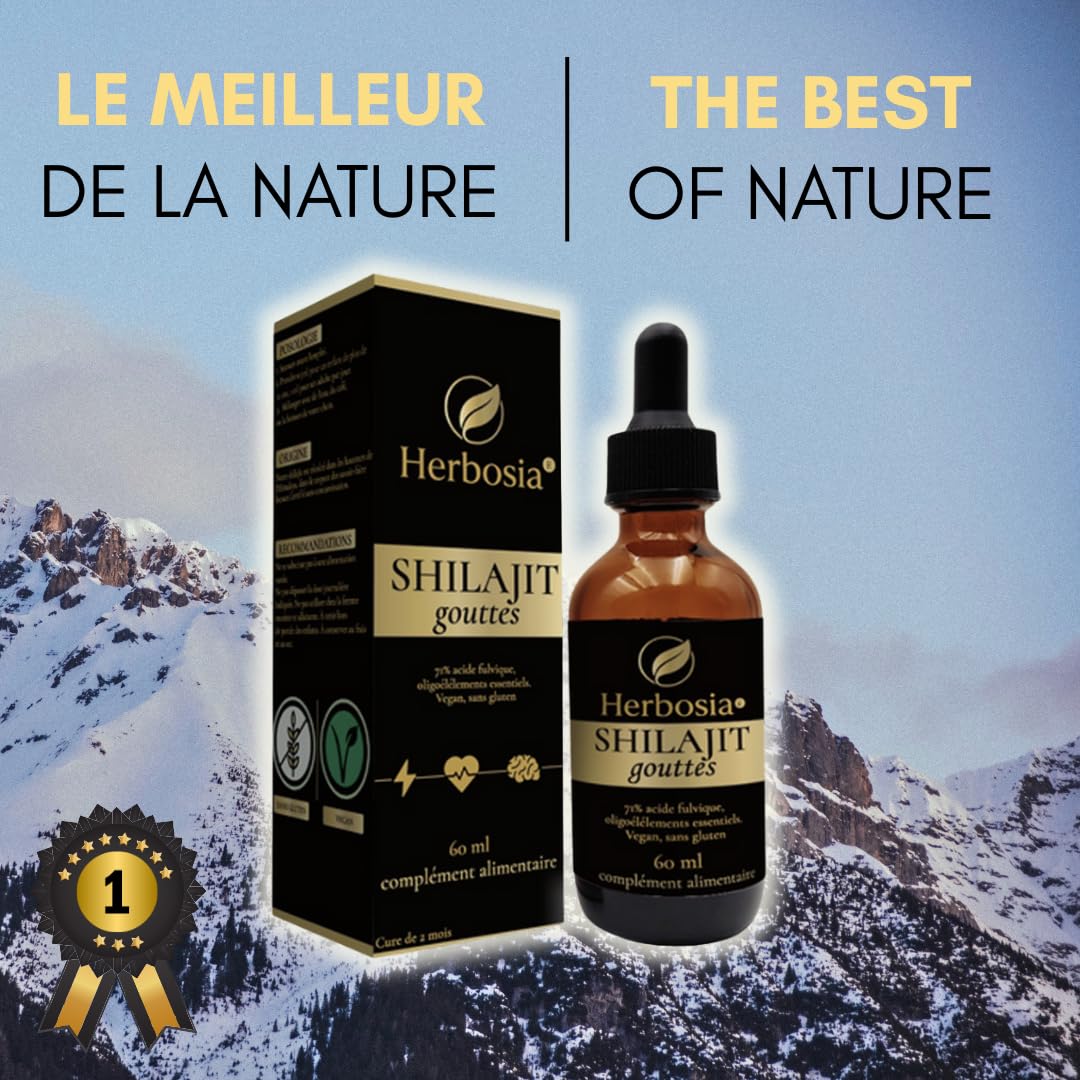 Shilajit Gocce 60 ml – Integratore alimentare liquido, resina Himalayana 100% pura, ricca di acidi fulvici, vitalità ed energia naturale