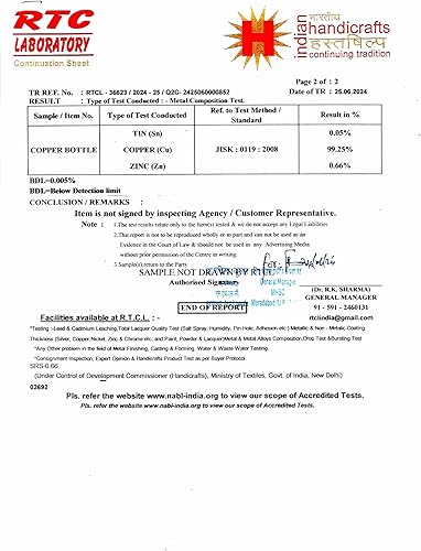 Miniatura 9 de THE ART BOX Botella de agua de cobre puro probada en laboratorio de 34 onzas para beber, 33.8 fl oz, ayurvédica, a prueba de fugas y sin