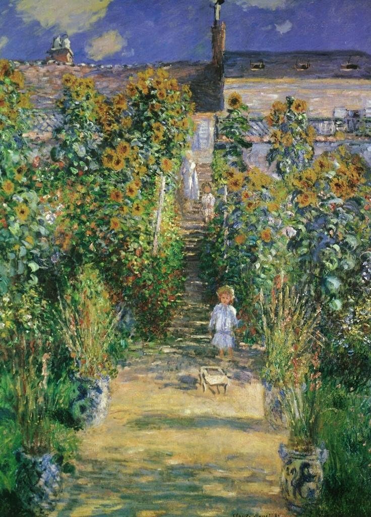 Claude Monet The Artists Garden at Vtheuil 1880 French Impressionist Painting Art Cool Wall Art Laminated Dry Erase Sign Poster 24x36