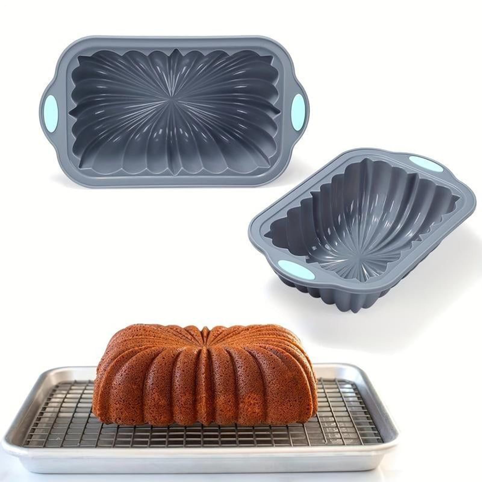 Molde De Silicona Para Pan Resistente Al Calor, En Horno Y Microondas | 4 Piezas Moldes Antiadherentes Para Hornear Pan Pasteles, brownies, pastel de carne, empanadas, lasaña, quiches,