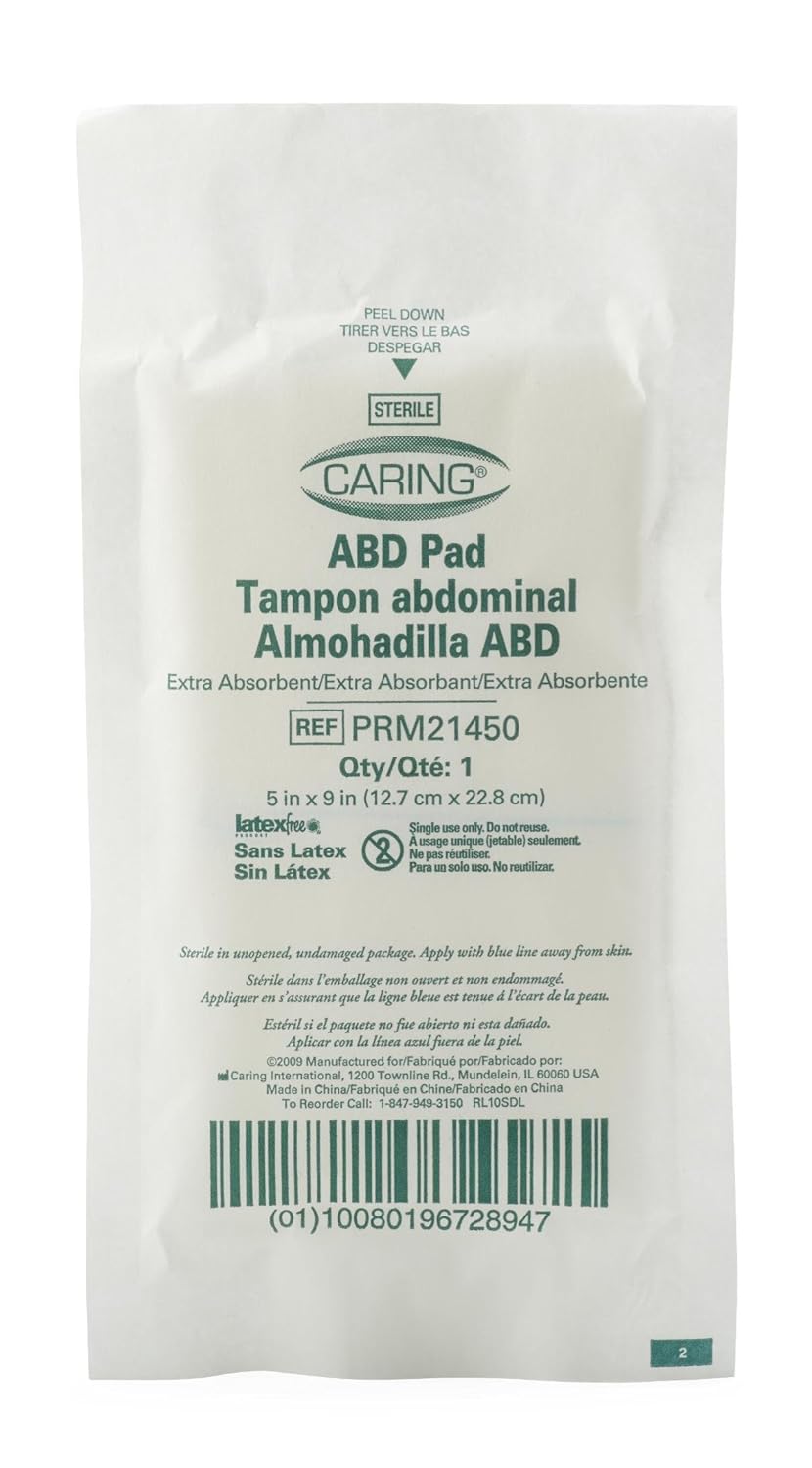 Medline Essentials Sterile Abdominal Pads 8" x 7.5", Cellulose Center for Quick Absorption, Pack of 240