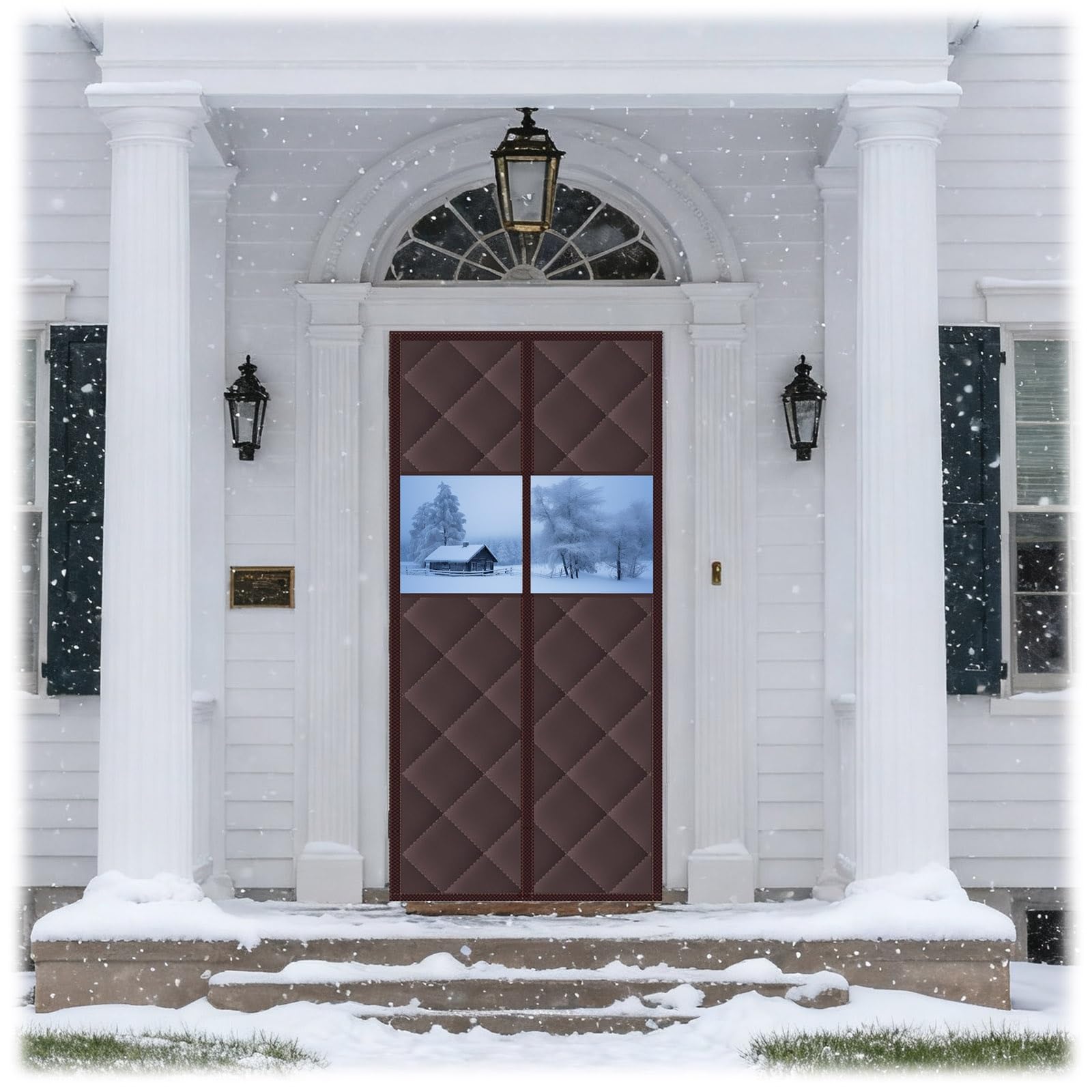 Isolant thermique de porte magnétique marron rideau coupe-vent 60x200cm