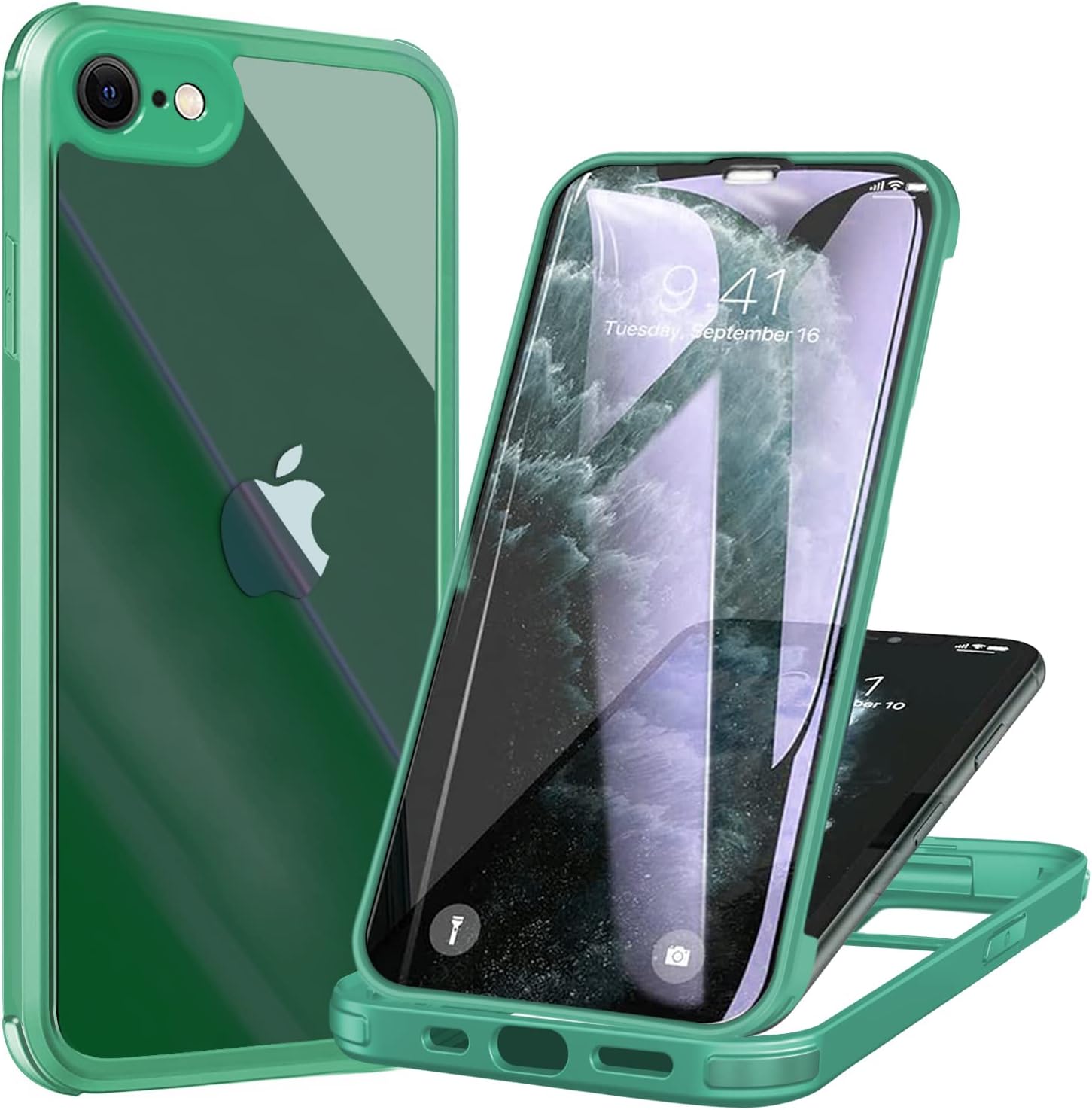 UBUNU iPhone SE Case with Screen Protector [Built-in 9H Hard Tempered Glass], for Magsafe Dual Layer 360 Full Body Protection for Men Women iPhone SE [2022/2020] Phone Case 4.7 inch, Mint Green