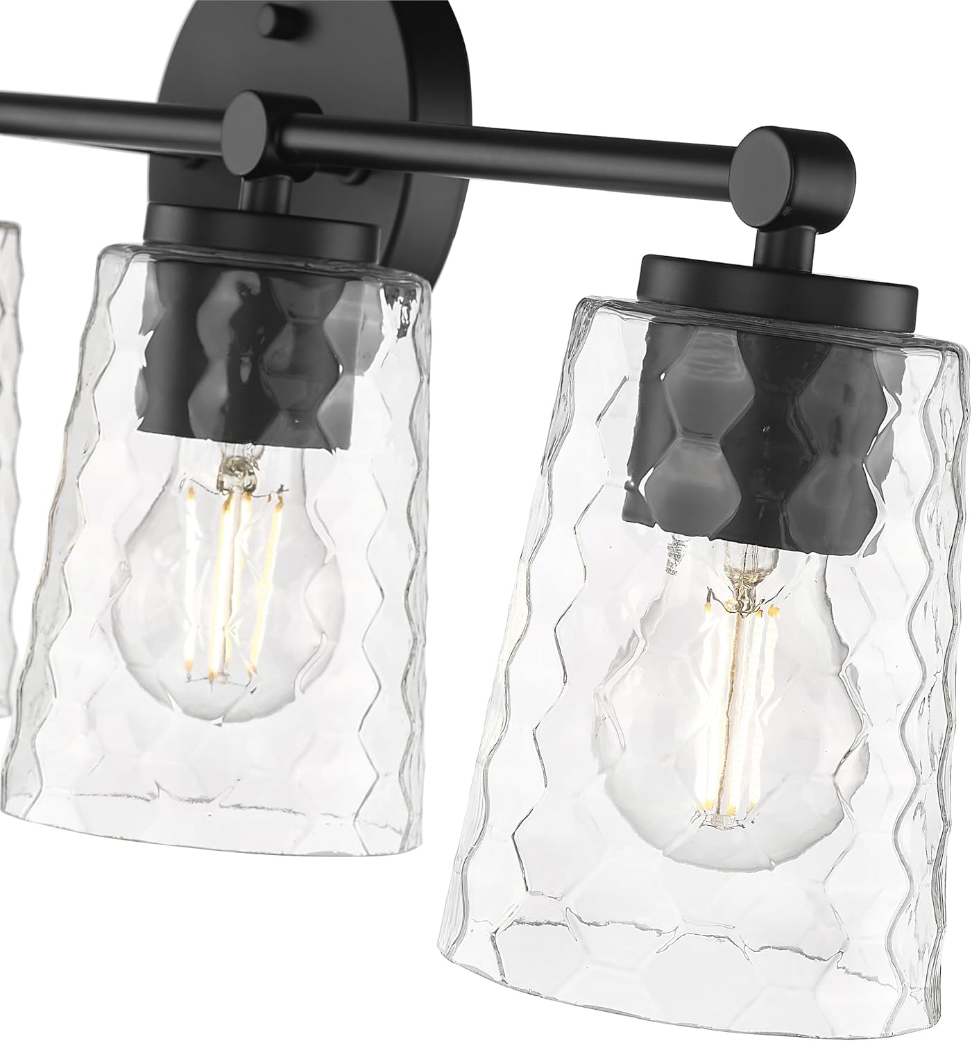 ML Lighting | Ashli Collection | 9234-MB | 4 Light Vanity in Matte Black Finish with Clear Honeycomb Glass Shade | Versatile Design That adds High-End Texture and Elegance to Your Bathroom