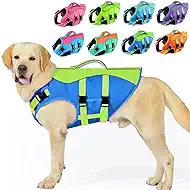PETDSH Dog Life Jacket Large, High Flotation Dog Life Vest for Swimming Boating, Reflective Puppy Lifejacket with Superior Buoyancy and Rescue Handle, Adjustable Safety Dogs Floating Vests