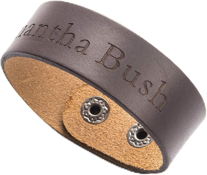 Caramel Custom Engraved Fashion Personalized Genuine Leather Wristband Bracelets Cuff Unisex Gift