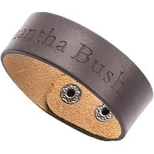 Caramel Custom Engraved Fashion Personalized Genuine Leather Wristband Bracelets Cuff Unisex Gift