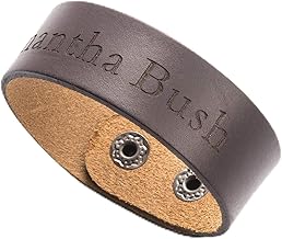 Custom Engraved Fashion Personalized Genuine Leather Wristband Bracelets Cuff Unisex Gift