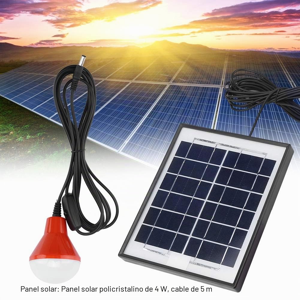 Kit de Panel Solar, Paneles Solares, con 3 Bombillas LED Kit Solar de 4W Batería 3.7V Energía Solar para Patio, Jardín, Canal, Camino