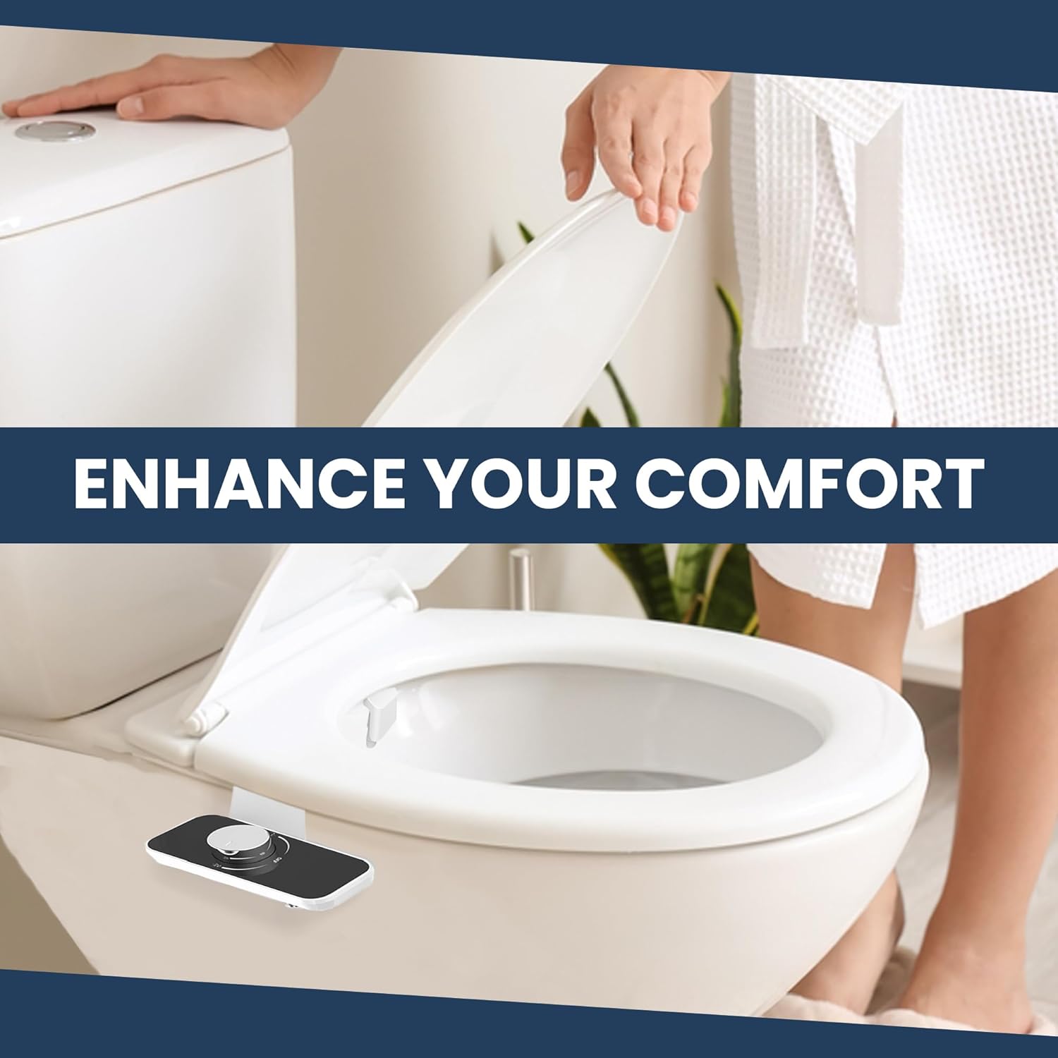 Epica Bidet for Toilet Seat – Warm Water, Adjustable Pressure & Temperature Control, Handheld Sprayer, Easy Installation, Portable Eco-Friendly Bidet for Men & Women, Toilet Hygiene Solution