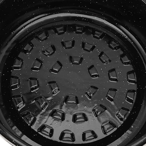 Miniatura 7 de Sartén para asar con acabado moteado negro, antiadherente, para barbacoa, con tapa para batatas asadas, castañas, material de esmalte, Cubierta de
