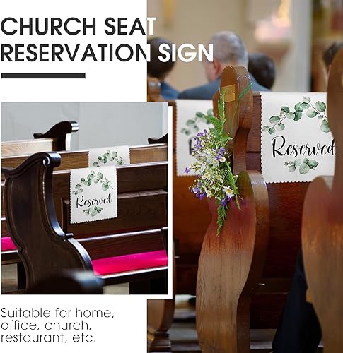 Miniatura 5 de Buryeah Paño de reserva blanco para asientos reservados, letreros católicos reservados para bodas, iglesias, bancos de iglesia, asientos de banco,