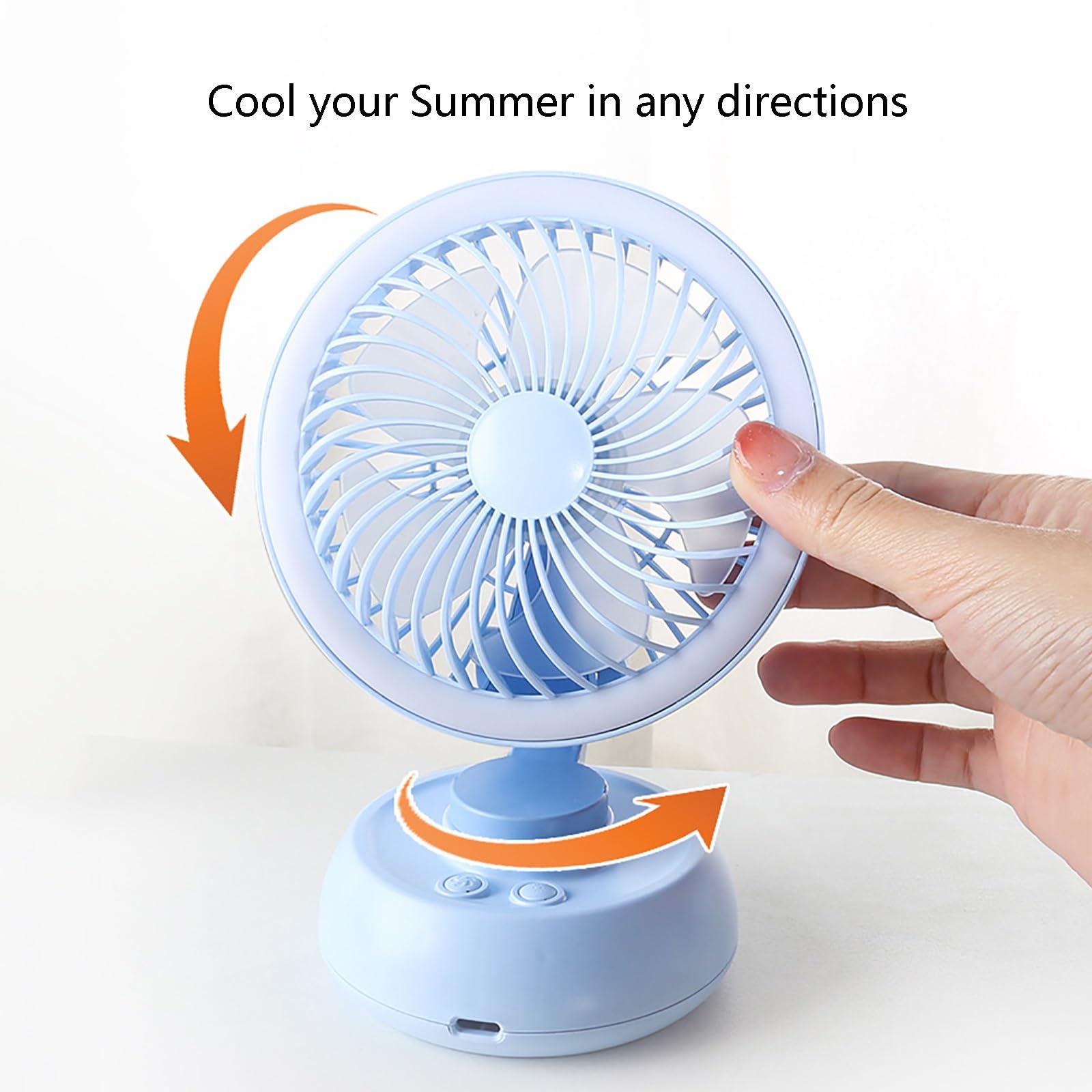 Ventilatore da tavolo portatile ricaricabile tramite USB, mini ventilatore oscillante con forte flusso d'aria, raffreddamento ultra silenzioso a 3 velocità, per casa ed esterni, design compatto (rosa)