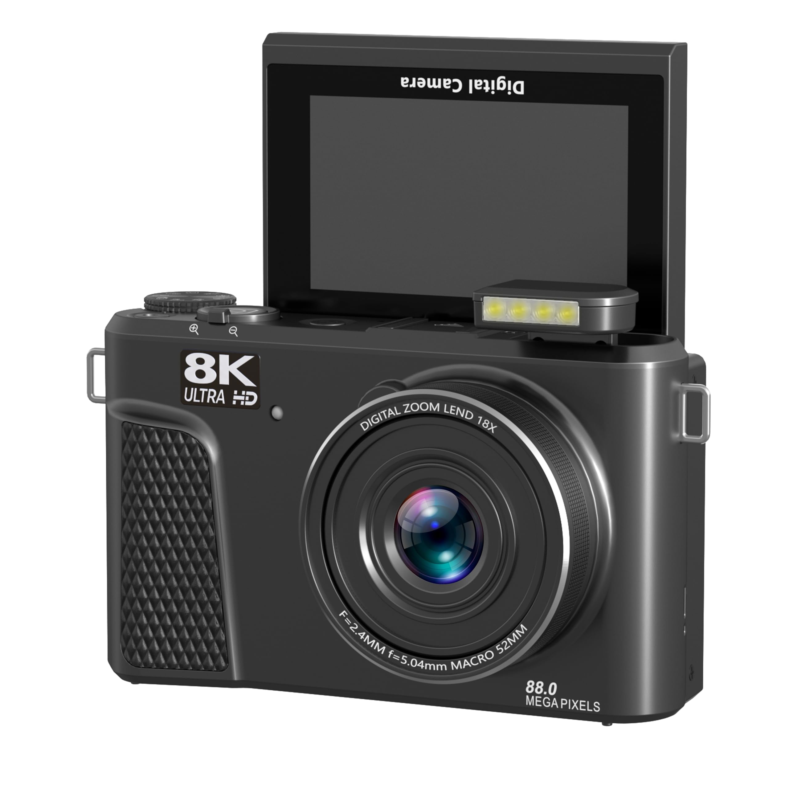 Zunate 8K Digital Cameras for Photography, Autofocus 88MP WiFi Vlogging Camera, 18X Zoom Vlogging with 180°Flip Screen Compact Travel Camera with 1 Batteries for Teens and Beginner (Black)-picture-12