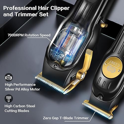 Miniatura 3 de CIICII Juego de cortapelos y recortadores de pelo para hombre, cortapelos profesionales inalámbricos para cortar el cabello (kit de corte de pelo