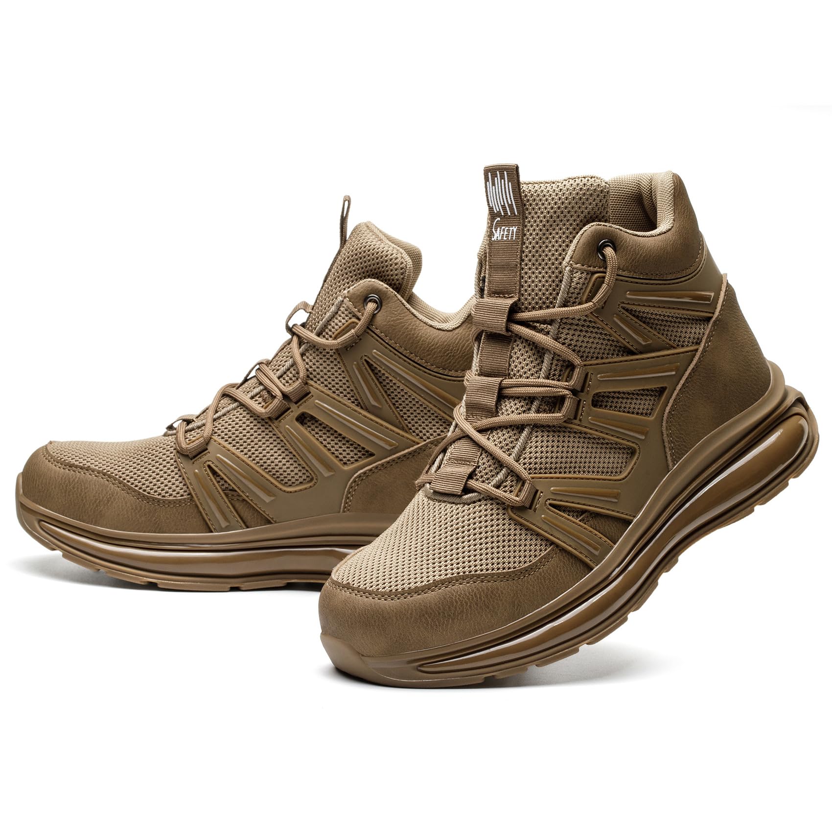 SYLPHID Men Steel Toe Sneakers Women Safety Shoes High top Work Shoe with Air Cushion Lightweight Breathable Puncture Proof