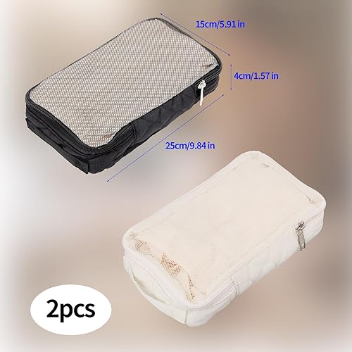 Miniatura 2 de 2 bolsas organizadoras de pañales para bebé, impermeable, de poliéster, reutilizable, de malla, organizador para pañales de tela (negro, blanco