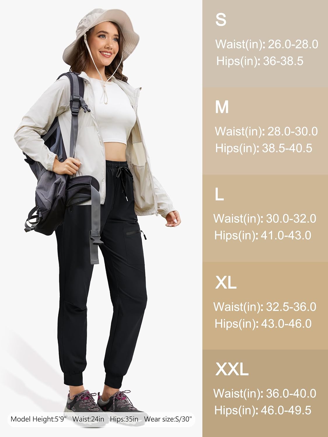 Womens Tall Hiking Pants 30/32/34 Inseam Lightweight Joggers Quick Dry 4 Pockets Travel Athletic Cargo UPF50+ - Image 7