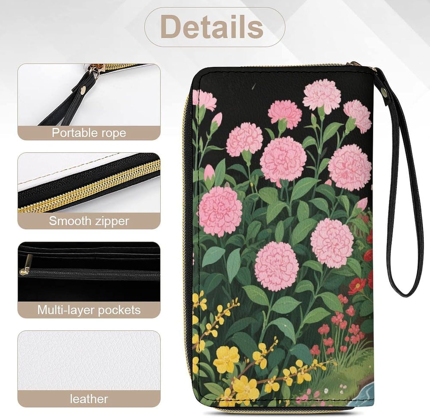 Colorful Flower Garden PU Leather Stylish Wallet image 5