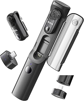 BOYA Magic USB-C Wireless Lavalier Microphone, 30Hrs Battery,328FT Los Range, Safety Track&Limiter, Ai Noise Reduction Type-C Wireless Lapel Mini Mic for Android iPhone 17/16 Audio Video Live YouTube