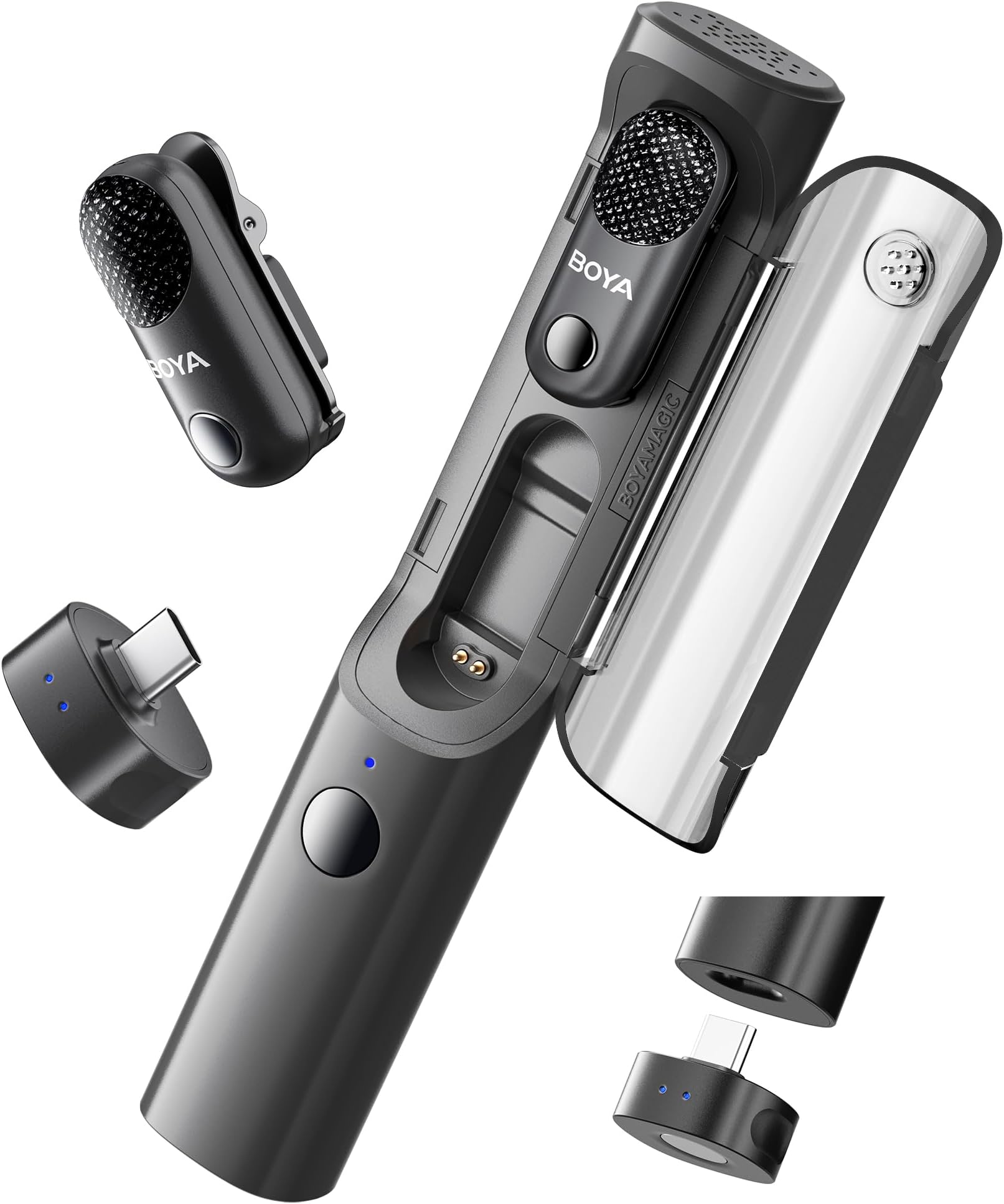 Magic USB-C Wireless Lavalier Microphone, 30Hrs Battery,328FT Los Range, Safety Track&Limiter, Ai Noise Reduction Type-C Wireless Lapel Mini Mic for Android iPhone 17/16 Audio Video Live YouTube