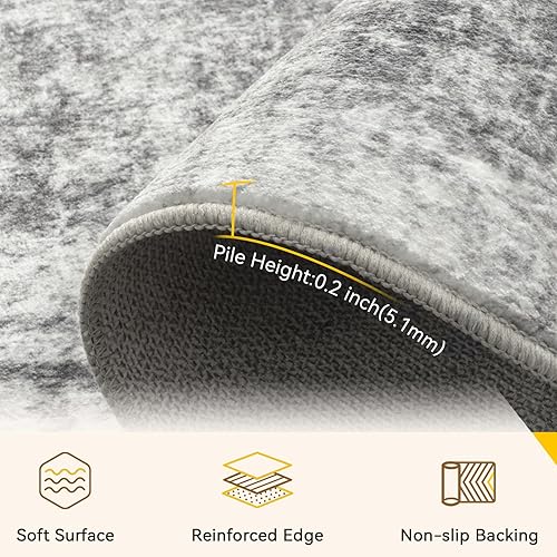 Miniatura 5 de Alfombras lavables de 5 x 7 pies, antideslizantes, modernas, abstractas, suaves para sala de estar, entrada, dormitorio, guardería, patrón impreso,