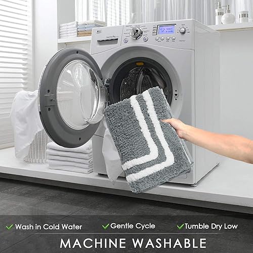 Miniatura 7 de Uphome Alfombra de baño, cómoda alfombra de baño de microfibra, absorbente, antideslizante, lavable, alfombra de baño larga, alfombra de baño