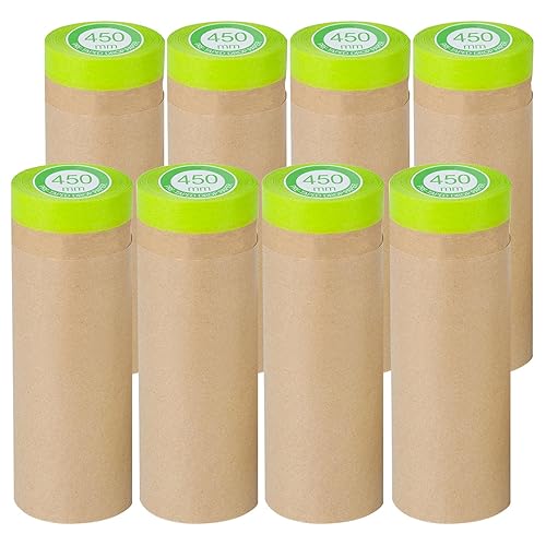 Miniatura 1 de Papel de enmascarar precintado para pintar, 18 pulgadas x 50 pies, cinta y papel para pintores, rollo de papel protector adhesivo de pintura para