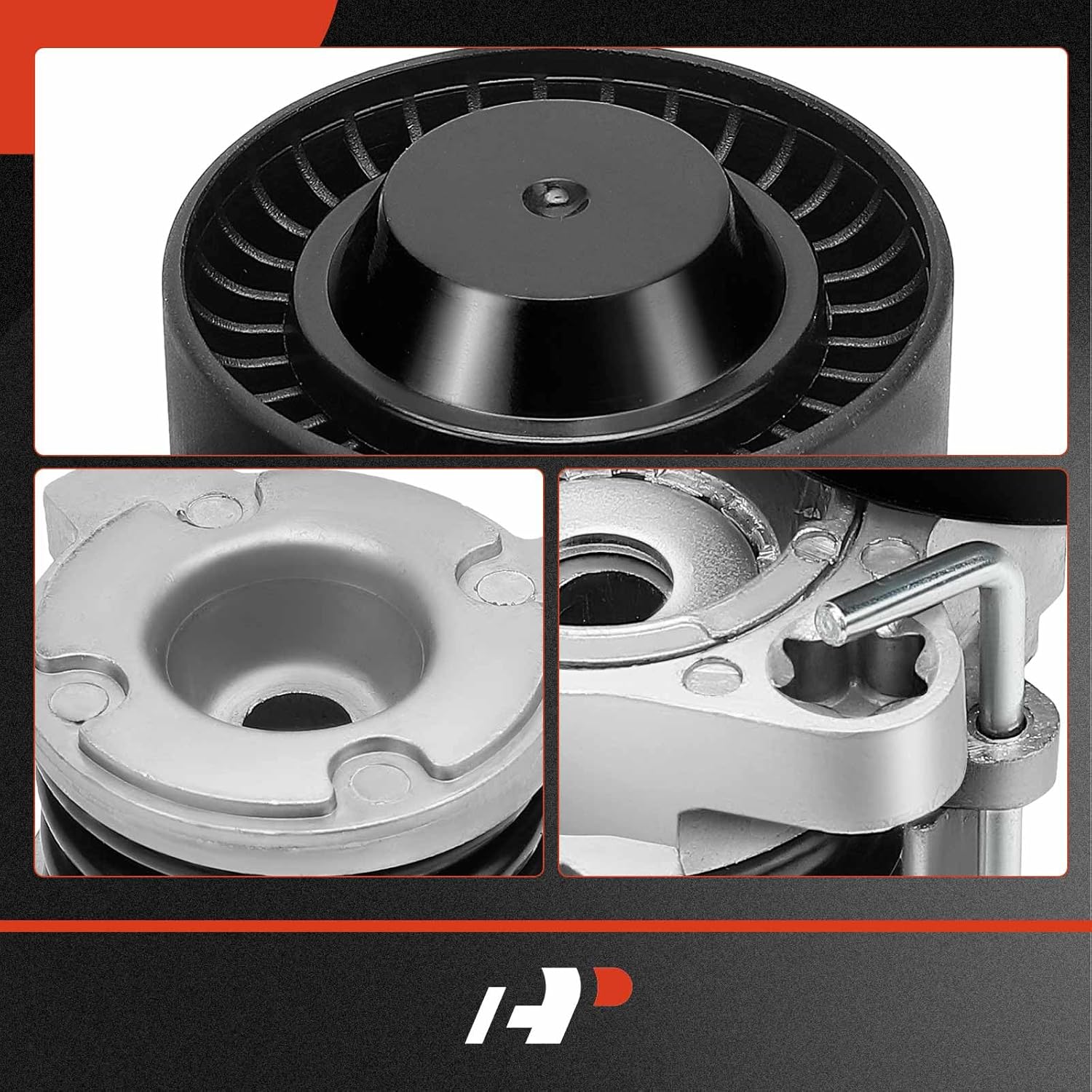 A-Premium A/C Belt Tensioner Assembly with Pulley Compatible with BMW 325i 325xi 325Ci 330i 330xi 330Ci 525i 530i 2003-2005 X3 2004-2006 X5 2002-2006 L6 2.5L 3.0L, Replace# 11287512758