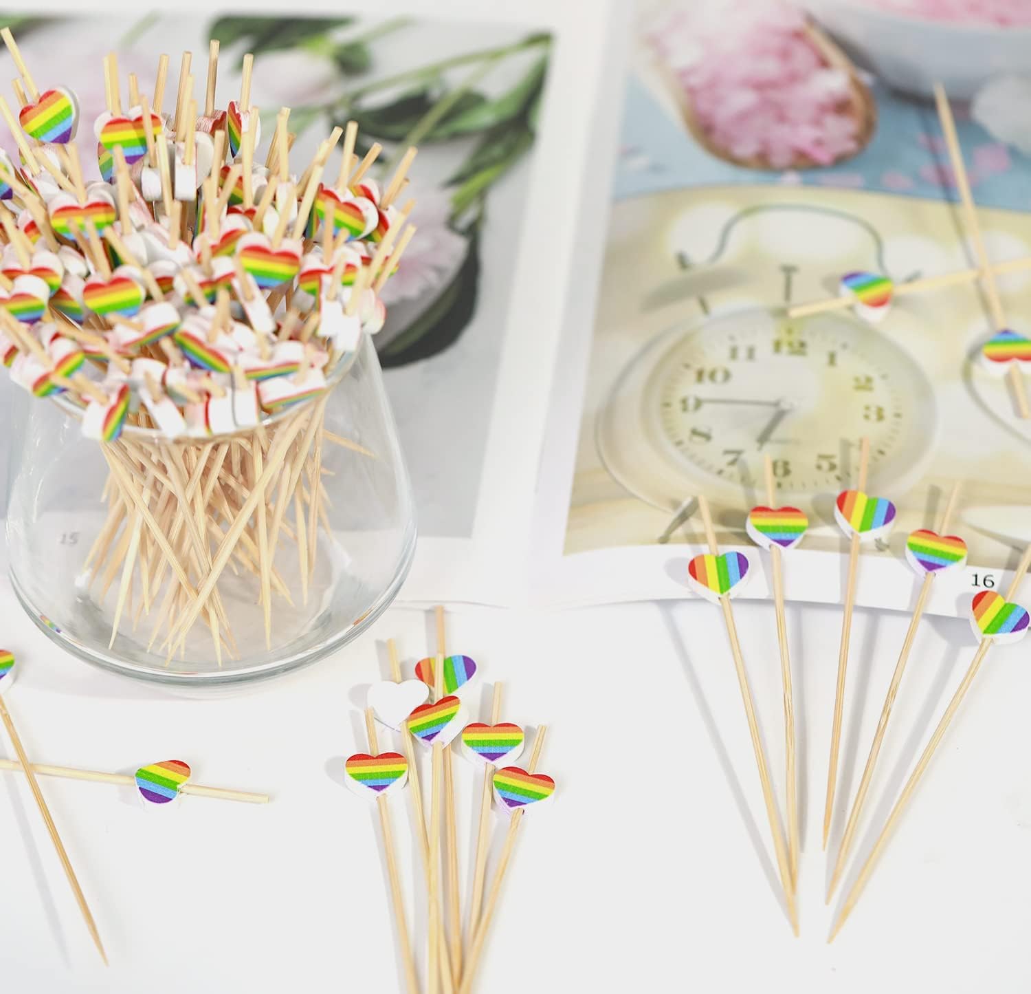 Rainbow Color Love Heart Cotail Pis Rainbows Stripe Decorat