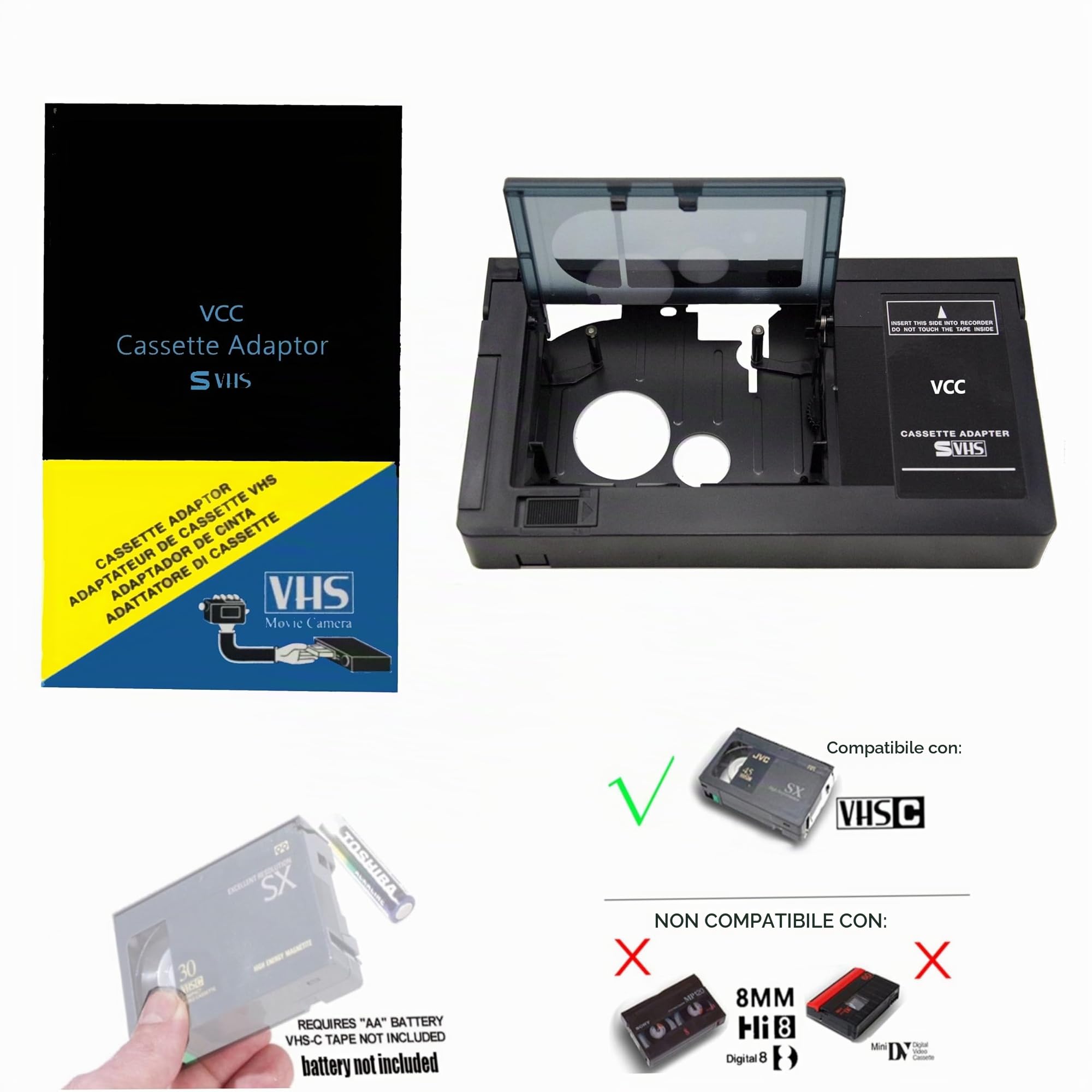 Hitech Sona Cassette Adattatore videocamere svhs VHS-C a vhs ORIGINALE fabbrica sigillata