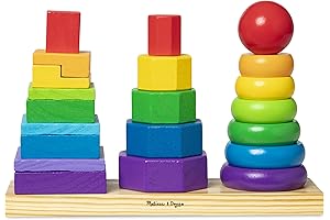 Melissa & Doug Geometric Stacker - Wooden Educational Toy