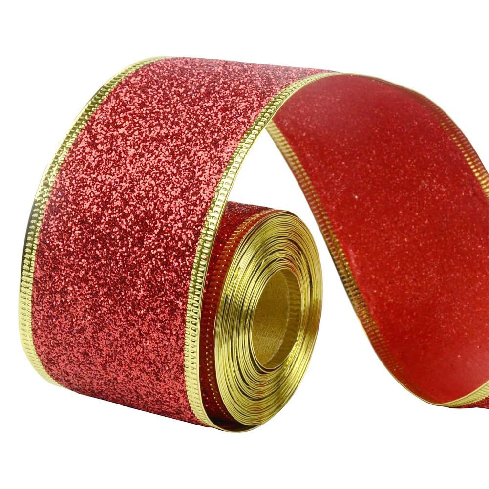 Cinta para envolver regalos de color dorado y rojo de 10 metros para manualidades y decoración