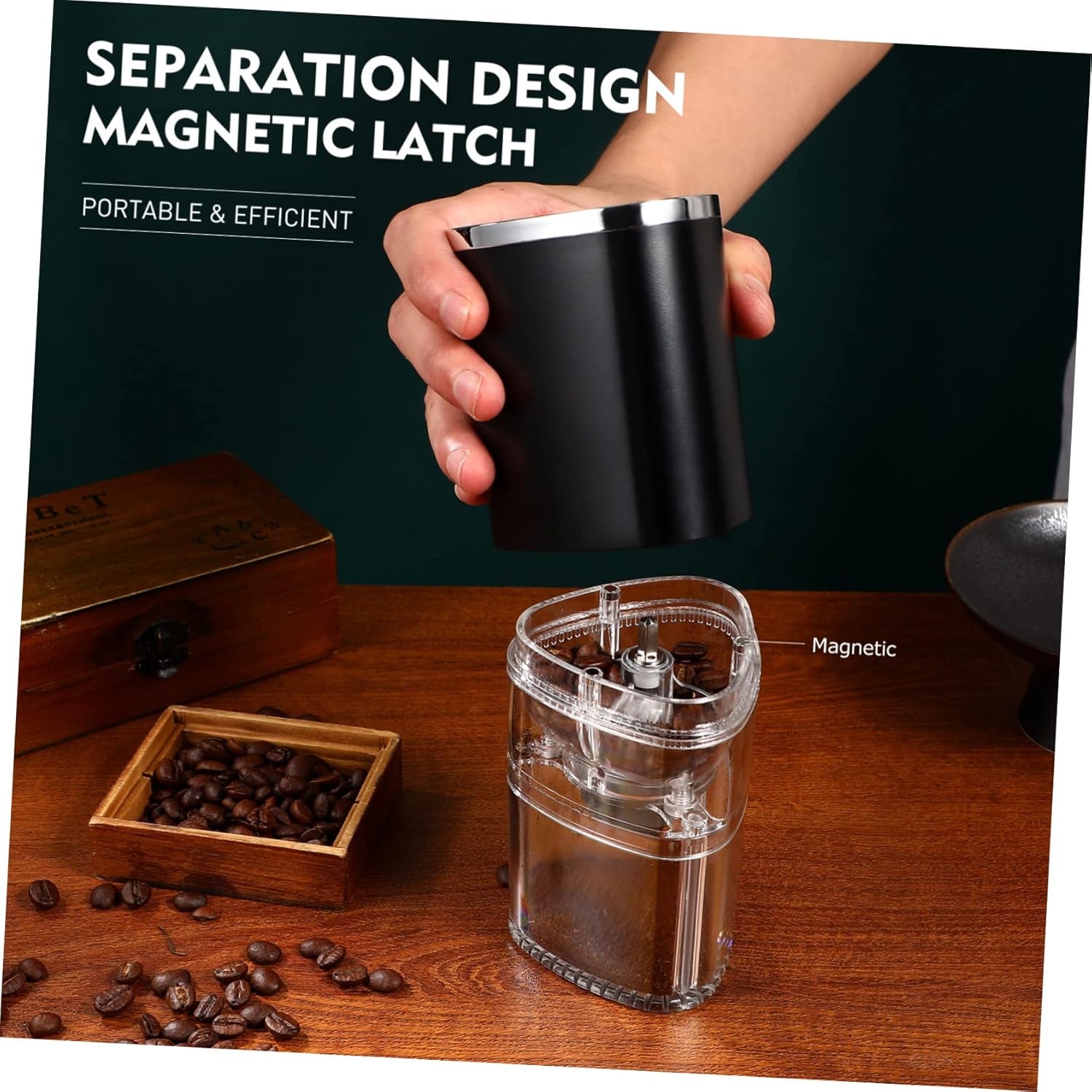 ABOOFAN Electric Coffee Grinder Machine Conical Burr for Espresso Beans Rechargeable Compact Size for Home Use Grinds Coffee Powder and Spices