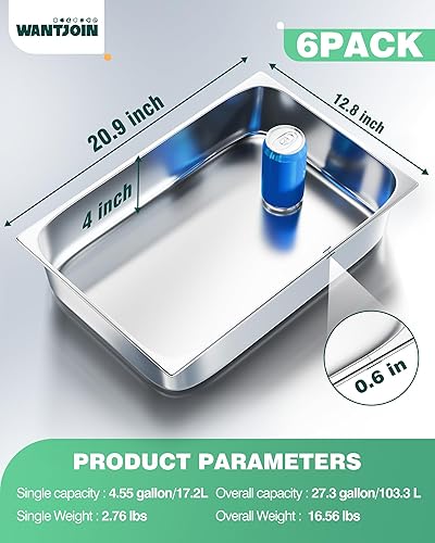 Miniatura 37 de WantJoin Sartenes de mesa de vapor para hotel, tamaño medio de 2.5 pulgadas de profundidad, paquete de 6, juego de bandejas de metal de acero 2.5