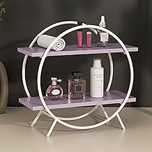 2 Tier Spice Rack Organizer for Kitchen Countertop – Metal & Wooden Masala Stand Condiments, Seasonings Multipurpose Storage Rack for Home & Kitchen Decor (White Purple)