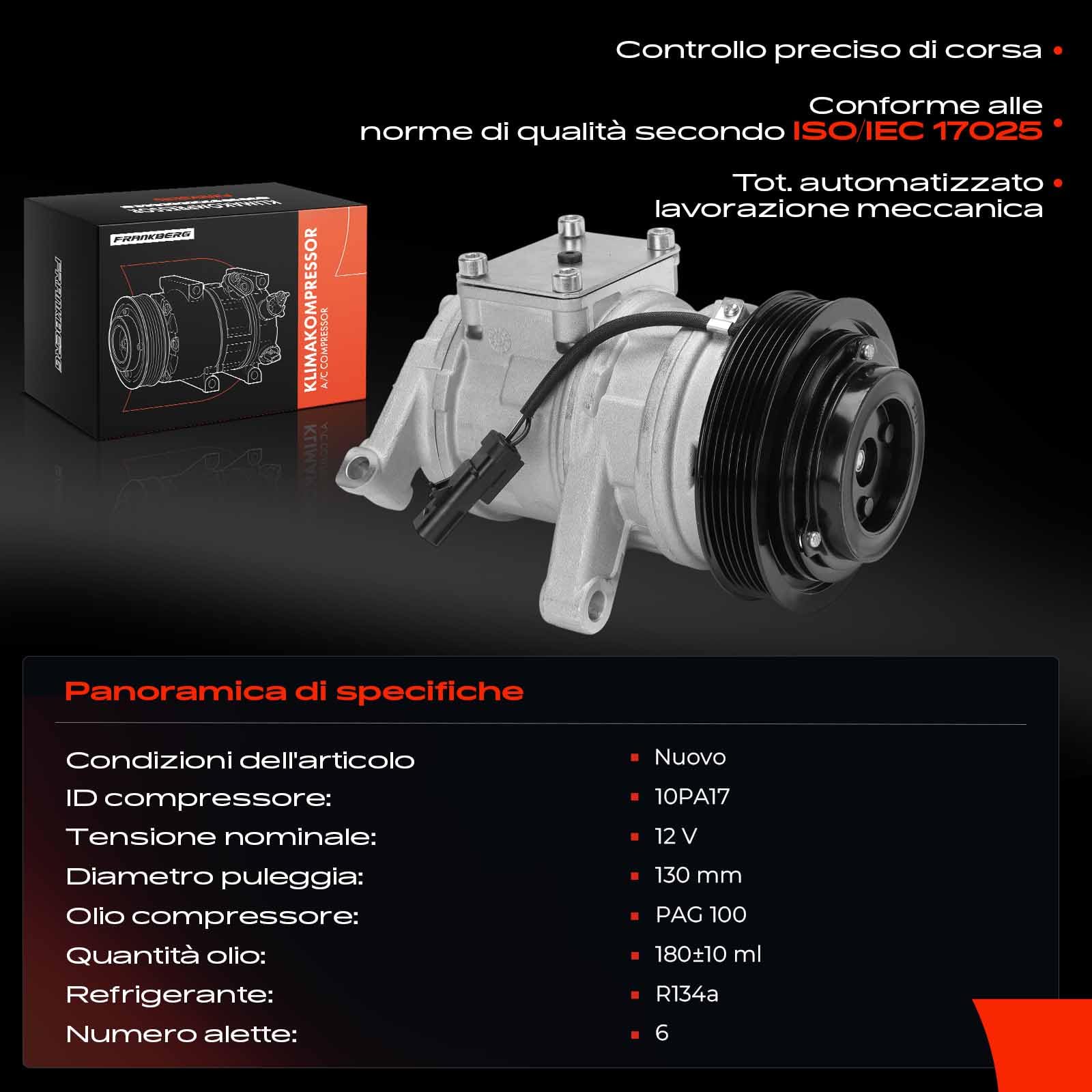 Frankberg Compressore aria condizionata con frizione Benzina Compatibile con Grand Cherokee II WG WJ Replace# 55116416AA, compreso l'olio preconfezionato