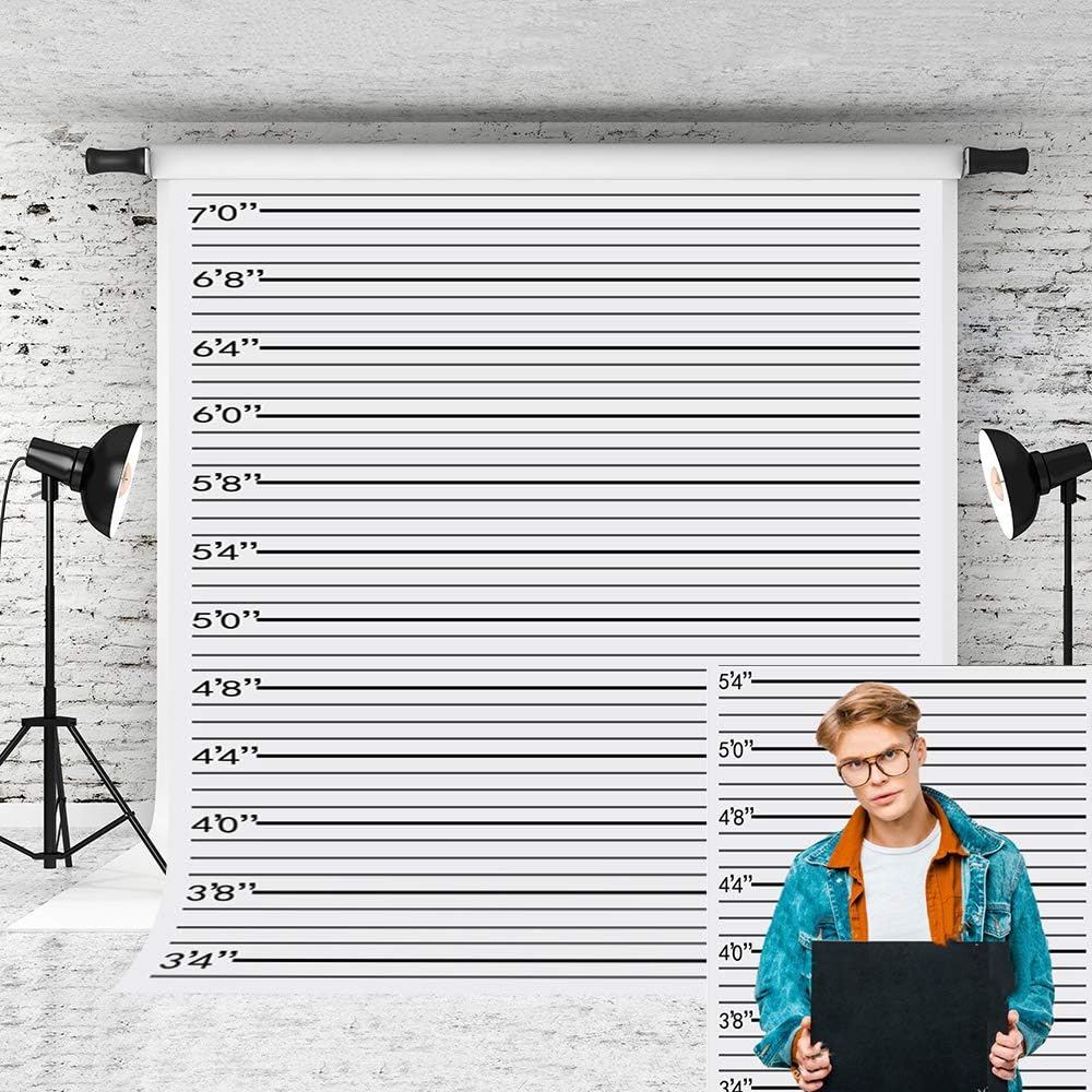 5x7ft Police Lineup Photography Backdrop Black line Mugshot Decor Photo Background for Photographer Bachelorette Party Children Game Prop Shoot Backdrops Video Studio