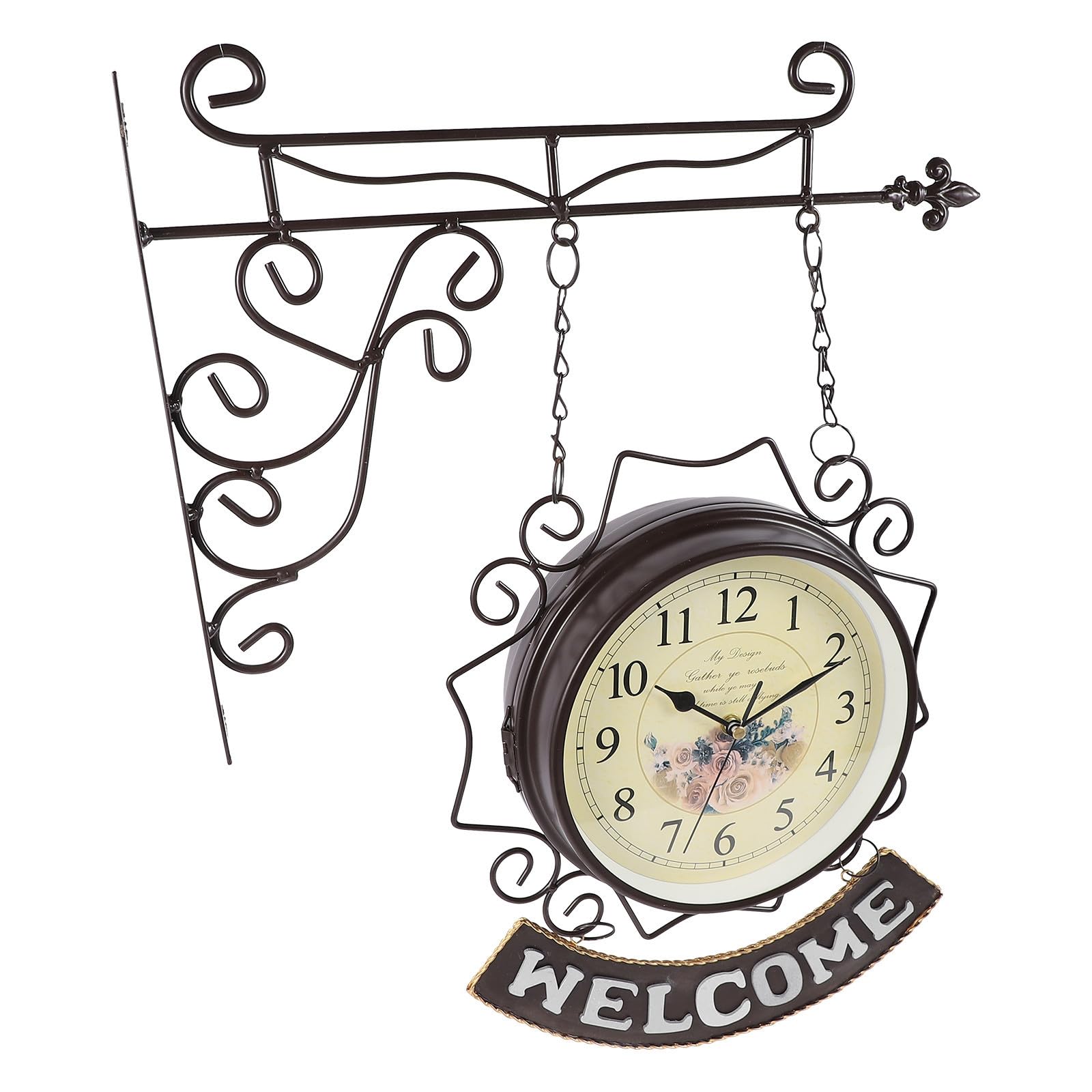 Horloge murale double face Alasum style rétro européen silencieuse