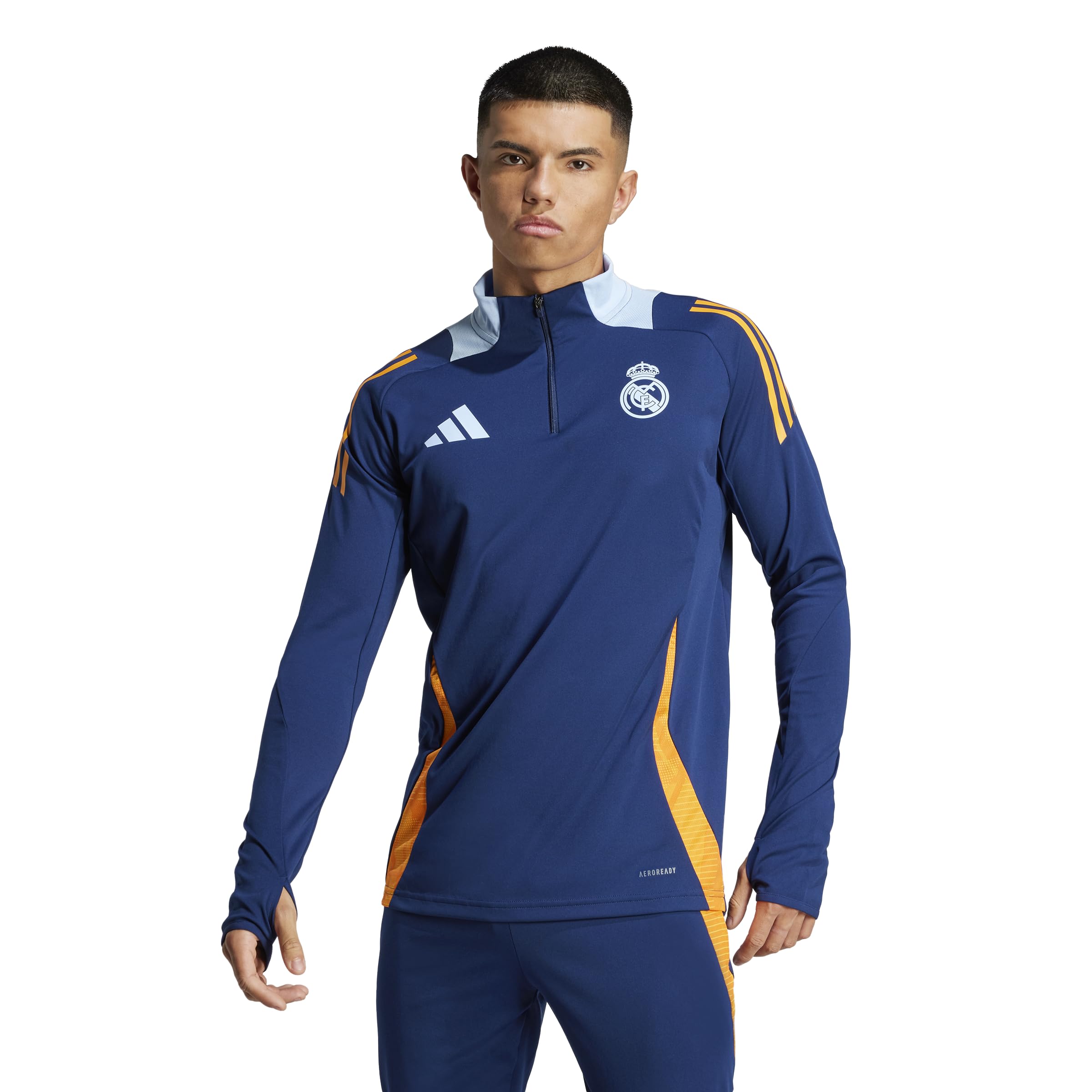 adidas Men's Real Madrid 24/25 Competition Training Top, Team Navy Blue/Crew Orange/Blue