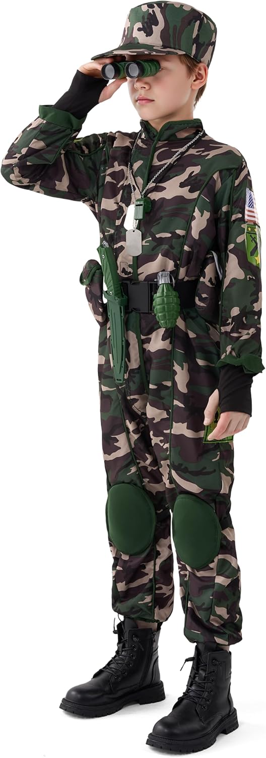 Spooktacular Creations Army Costume for Boys, Kids Military Costume, Camo Special Forces Outfit for Kids Halloween Cosplay