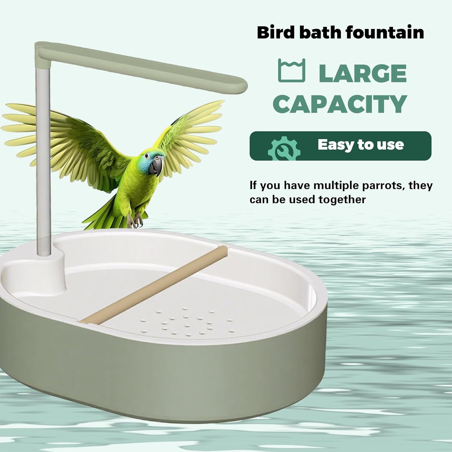 Parrot Bathtub Bird Automatic Bath Shower,Large Bird Shower Fountain Indoor Bathtub with Running Water, Contains USB and Pump,for Pet Birds, African Grey, Cockatiel, Conure, Budgie, Lovebird(Fashion)