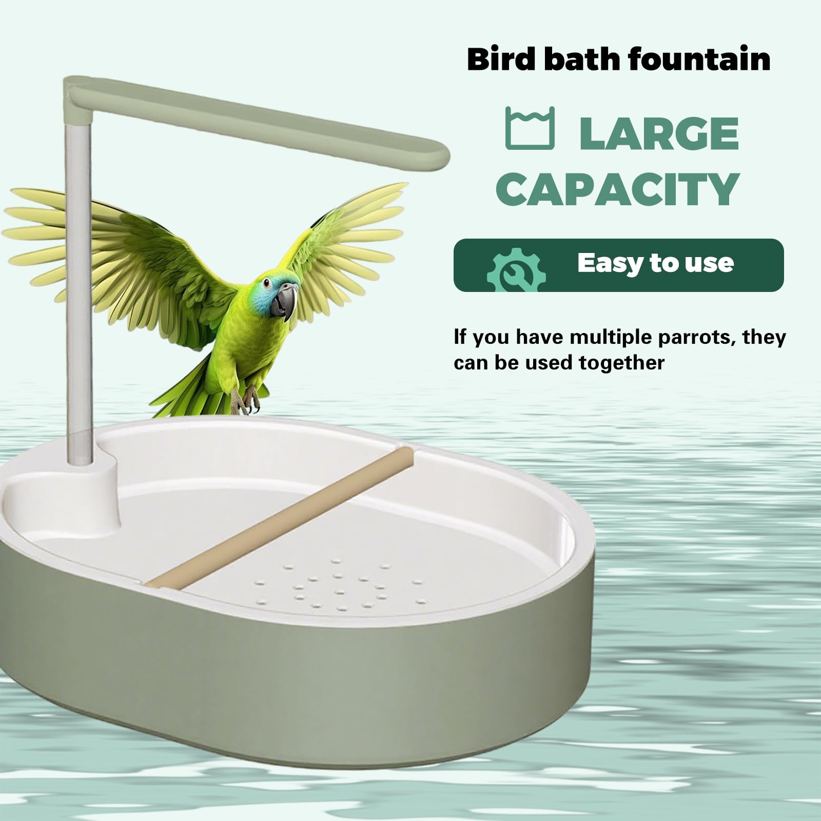 Parrot Bathtub Bird Automatic Bath Shower,Large Bird Shower Fountain Indoor Bathtub with Running Water, Contains USB and Pump,for Pet Birds, African Grey, Cockatiel, Conure, Budgie, Lovebird(Fashion) - image 3