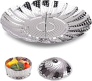 junao Cuiseur à Vapeur Pliable Réglable, Panier à Vapeur De Légumes, Panier à Vapeur de Légumes en Acier Inoxydable, Utilisé pour Les Légumes, Les Fruits de Mer, Les Œufs, la Viande