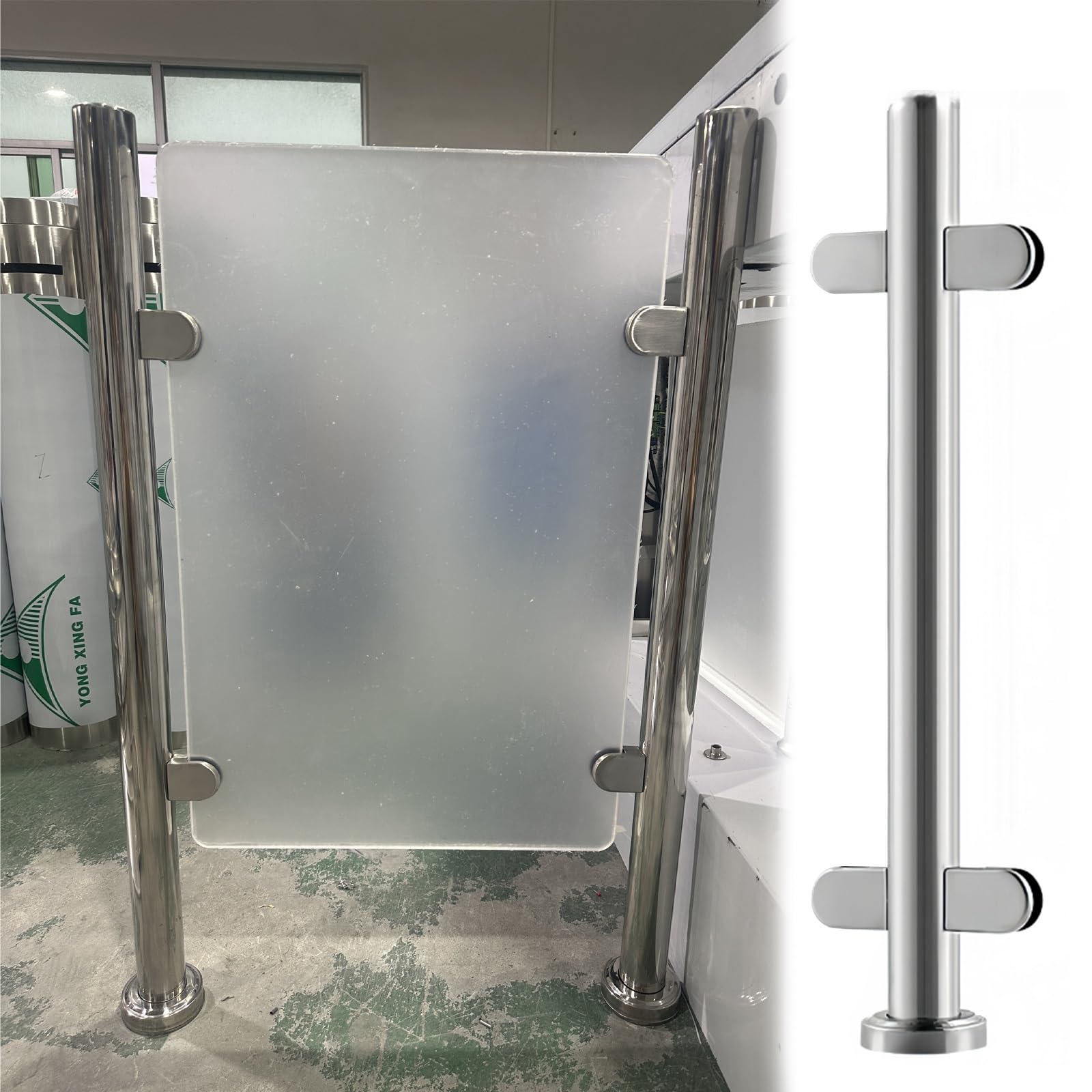 Poteau de garde-corps en verre inox moderne de 95 cm